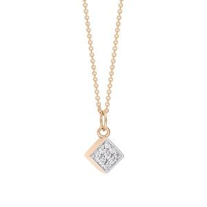 Ginette NY Mini Diamond Ever Square 18k Rose Gold Pendant Necklace